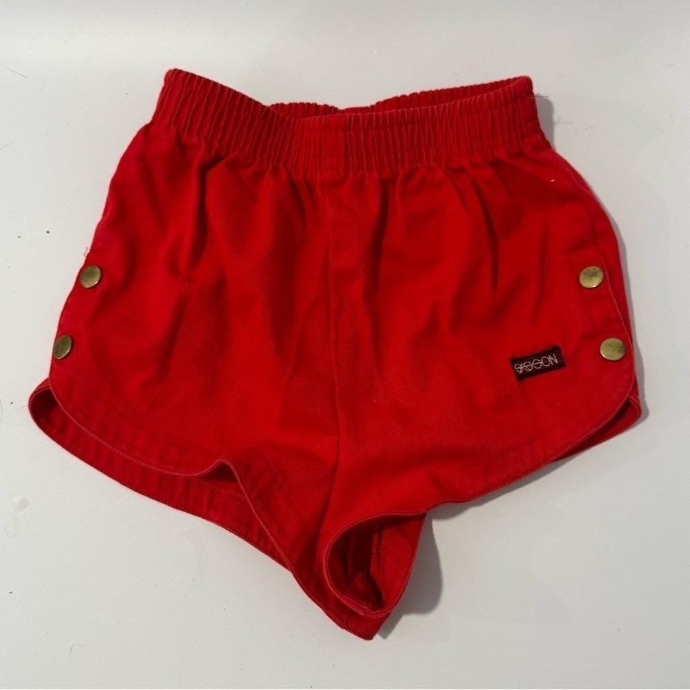 VTG 80s Sasson Shorts Red Gold Button Accents Kids 6 Ooh La La! Summer Play